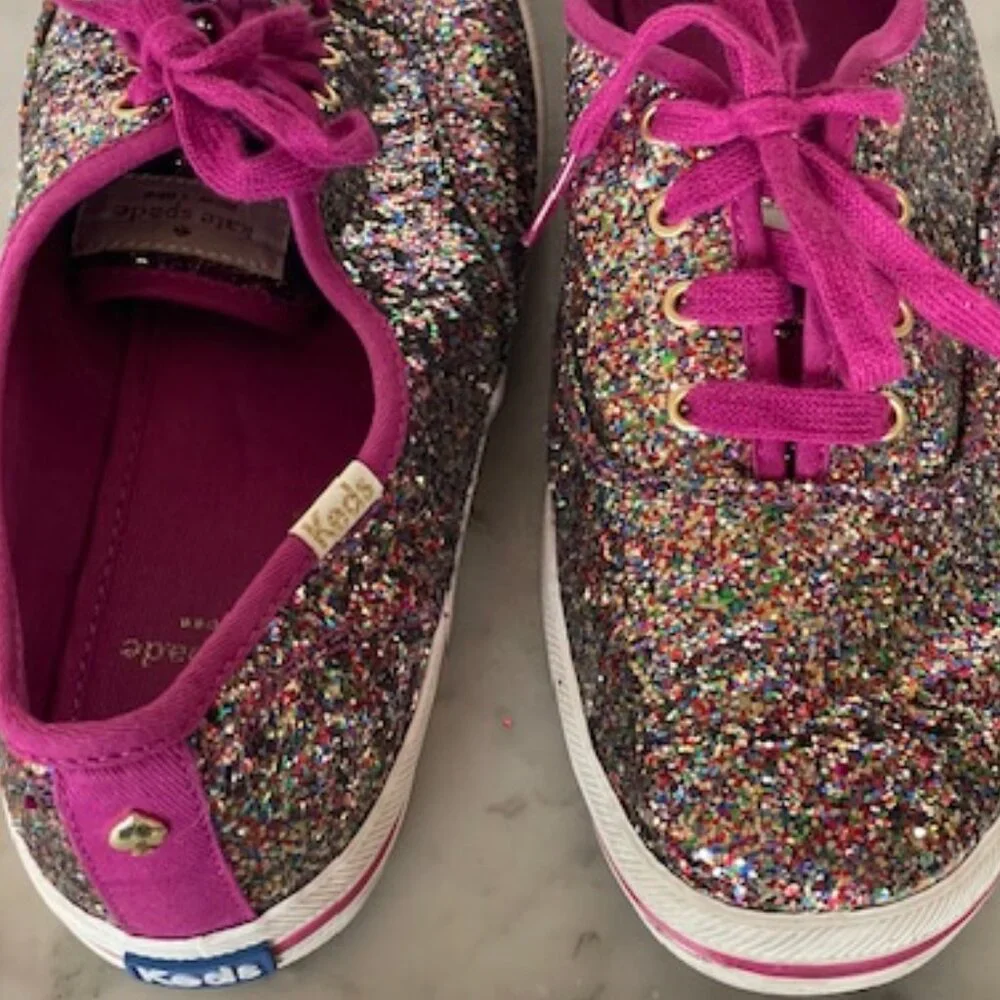 KEDS X KATE SPADE Champion Grape Glitter Women Lace Up Sneakers Size US 10